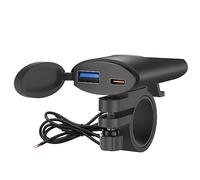 SYCEES Accendisigari Caricabatteria per Moto, Doppia Presa di Ricarica USB e di Tipo C con Interruttore, Ricarica Rapida QC3.0 da Moto