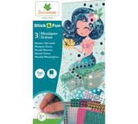 Sycomore-CRE7024 Sirènes Mosaici autoadesivi, 3 Dipinti, Sirene, Bastone e Divertimento, Hobby creativi per Bambini, a Partire dai 5 Anni, Vari Colori, 14 x 4 x 24 cm, CRE7024
