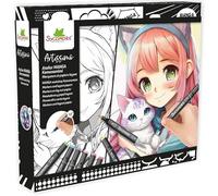 Sycomore Set da disegno anime Kemonomimi per bambini | Set di blocchi di carta e pennarelli colorati | Ispira creatività, design dei personaggi e abilità illustrative