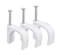 SYDARSYN Fermacavi Muro, 20mm Fermacavo con Chiodo, Rotondi Graffette Clip per Cavi, Fascetta per Cavi 20mm (100 Pezzi)