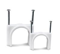 SYDARSYN Fermacavi Muro, 40mm Fermacavo con Chiodo, Rotondi Graffette Clip per Cavi, Fascetta per Cavi 40mm (12 Pezzi)