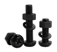 SYDARSYN Viti Bulloni e Dadi e Rondelle in Nylon Nero Kit M4x8mm, 60 pcs | Plastica Set Fissaggio con Vite Testa Tonda a Croce, Dado Esagonale e Rondella, Isolamento e Resistenza alla Corrosione