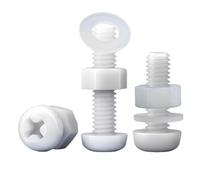 SYDARSYN Viti Bulloni e Dadi Rondelle in Nylon Bianco Kit M4x8mm, 60 pcs | Plastica Set Fissaggio con Vite Testa Tonda a Croce, Dado Esagonale e Rondella, Isolamento e Resistenza alla Corrosione