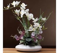 SYDDOL 45 cm Orchidee artificiali in vaso, Bonsai decorativo con tecnologia Real Touch, Orchidee artificiali / finte che sembrano vere per decorazioni da tavolo (fiore bianco + vaso bianco)