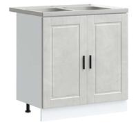 SYDE Armadio basso lavabo rettangolare 80 x 46 x 81 cm grigio | Legno resistente, ante lisce, gambe nere, spazioso portaoggetti per bagno moderno