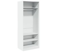 SYDE Armadio bianco in legno, 80 x 50 x 200 cm | Scaffale per scatole, asta per appendere, compatto per piccoli spazi, include fissaggio a parete