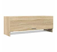 SYDE Armadio in rovere Sonoma, 100 x 32,5 x 35 cm, 2 scomparti | Con asta per appendere, compensato di quercia, organizer versatile per bagno, cucina o lavanderia