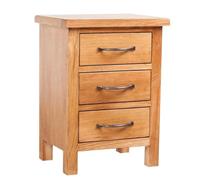 SYDE Comodino 2 pezzi, rovere massiccio, 40 x 30 x 54 cm | Tre cassetti, stile rustico, facili da montare, durevoli