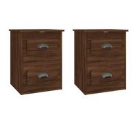 SYDE Comodino da parete, 2 pezzi, marrone rovere, 41,5 x 36 x 53 cm | Legno compensato resistente, 2 cassetti, galleggiante, facile da montare, decorazione per la casa