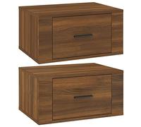 SYDE Comodino da parete in rovere marrone, 2 pezzi, 50 x 36 x 25 cm | Legno compensato resistente, montaggio galleggiante, superficie per decorazione, manuale incluso (lingua italiana non
