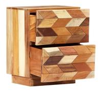 SYDE Comodino in legno massiccio riciclato, 40 x 30 x 50 cm | 2 cassetti, stile metà secolo, venatura unica, facile da montare