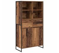 SYDE Credenza industriale 81 x 36 x 150,5 cm, legno e acciaio | Scaffali regolabili, scomparti spaziosi, stile europeo, uso interno
