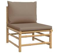 SYDE Divano centrale da giardino in bambù con cuscini, grigio talpa | Schienale comodo, design modulare, materiale naturale resistente, include manuale di montaggio (lingua italiana non garantita