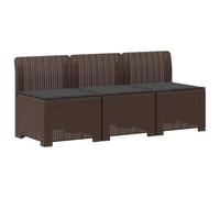 SYDE Divano da giardino a 3 posti con cuscini, in rattan PP, marrone | Resistente all'acqua e al sole, struttura durevole, facile da montare, ideale per terrazza e patio