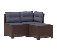 SYDE Divano da giardino a 3 posti, in rattan, polipropilene, marrone | Resistente all'acqua e al sole, cuscini inclusi, montaggio semplice, ideale per terrazza