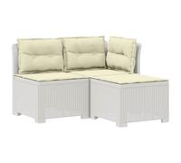 SYDE Divano da giardino a 3 posti, in rattan PP, bianco, con cuscini | Resistente all'acqua e al sole, in polipropilene resistente, montaggio con 2 persone, uso esterno