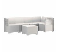 SYDE Divano da giardino a 5 posti, in polipropilene, bianco | Schienale in polyrattan, resistente alla pioggia e al sole, ideale per balcone e serra