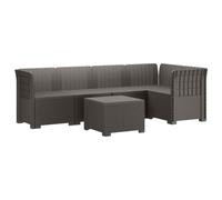 SYDE Divano da giardino a 5 posti, in polipropilene, grigio chiaro | Schienale in polyrattan, resistente alla pioggia e al sole, ideale per balcone e terrazza, facile da pulire