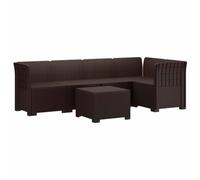 SYDE Divano da giardino a 5 posti, in polipropilene, marrone | Schienale in polyrattan, resistente alla pioggia e al sole, per terrazza, balcone, serra