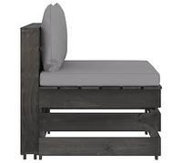 SYDE Divano sezionale centrale in legno di pino impregnato, grigio | Design rustico pallet, resistente alle intemperie, modulare, combinabile, bassa manutenzione