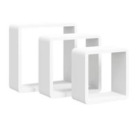 SYDE Mensole a cubo da parete, 3 pezzi, MDF, bianco | Organizer angolare, montaggio invisibile, decorazione da parete, esposizione di libri e oggetti da collezione