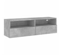 SYDE Mobile da parete per TV, in legno, grigio cemento, 100 x 30 x 30 cm | Compensato resistente, 2 ripiani, 2 scomparti, galleggiante, salvaspazio