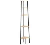 SYDE Scaffale angolare a 5 ripiani, marrone chiaro, nero, 45,5 x 31,5 x 180 cm