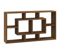 SYDE Scaffale da parete con 8 scomparti, rovere marrone | Legno compensato resistente, montaggio galleggiante, ideale per libri e foto