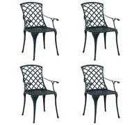 SYDE Sedia da giardino, 4 pezzi, verde alluminio | Resistente, bracci curvi, livellamenti regolabili, montaggio semplice, interno ed esterno