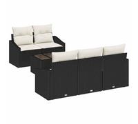 SYDE Set di divani da 6 pezzi, nero e crema, in rattan sintetico | Modulare, resistente alle intemperie, con contenitore nascosto, facile da montare per il giardino