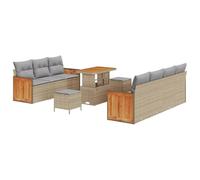 SYDE Set di divani da giardino, 13 pezzi, 9 posti | Polyrattan resistente al sole, legno di acacia, cuscini lavabili, design modulare flessibile