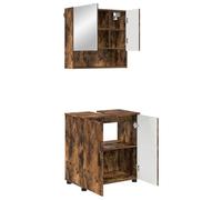 SYDE Set di mobili da bagno, 2 pezzi, rovere affumicato, 61 x 35 x 64 cm | Montaggio a parete, legno e metallo, ante con cerniere, stoccaggio completo