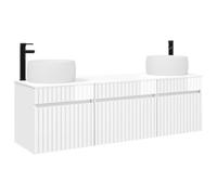 SYDE Set di mobili da bagno, 3 pezzi, bianco lucido | Vanity montato a parete, in legno resistente, ampio stoccaggio, richiede montaggio