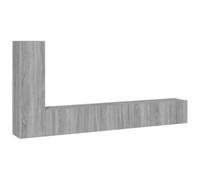 SYDE Set mobile TV 3 pezzi legno compensato grigio sonoma | Montaggio a parete, ante con cerniere, resistente all'umidità, facile da pulire, manuale incluso (lingua italiana non