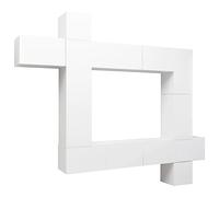 SYDE Set mobile TV 9 pezzi legno ingegneria bianco | Montaggio a parete, scomparti per riviste e DVD, facile da pulire
