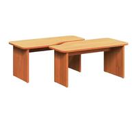 SYDE Tavolino da caffè rotondo in pino massiccio, 2 pezzi, marrone cera | Set di 2 tavolini in legno massiccio resistente, facile da montare, per soggiorno