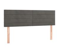 SYDE Testiera grigio scuro, 144 x 5 x 78/88 cm, velluto | Gambe in legno, altezza regolabile, supporto per la schiena, montaggio con manuale (lingua italiana non garantita)