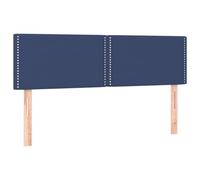 SYDE Testiera imbottita blu, 144 cm | Gambe in legno, altezza regolabile, supporto per la schiena, classico ed elegante