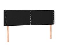 SYDE Testiera imbottita nera, 144 cm, altezza regolabile | Traspirante e durevole, gambe in legno, supporto per la schiena, rivetti decorativi
