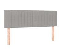 SYDE Testiera in tessuto grigio chiaro, 144 cm, altezza regolabile | Traspirante e durevole, gambe in legno, supporto per lettura o TV, montaggio con manuale (lingua italiana non garantita)