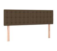 SYDE Testiera in tessuto marrone scuro, 144 x 5 x 78/88 cm | Altezza regolabile, supporto per la schiena, gambe in legno, traspirante, montaggio facile