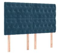 SYDE Testiera in velluto blu scuro, 144 x 7 x 118/128 cm | Gambe in legno, altezza regolabile, supporto per la schiena, montaggio facile