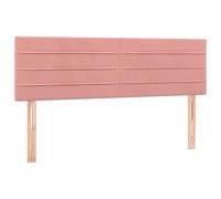 SYDE Testiera in velluto rosa, 144 cm, altezza regolabile | Gambe in legno, supporto per la schiena, facile montaggio, solo testiera