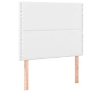 SYDE Testiera per letto, bianco, 100 x 5 x 118/128 cm, ecopelle | Altezza regolabile, gambe in legno, resistente alle macchie, rivestito con rivetti