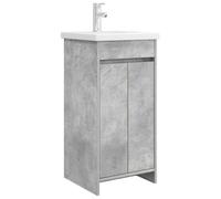SYDE Vanity da bagno con lavabo, grigio cemento, 42 x 40 x 84,5 cm | Legno massiccio, ripiani e porte, montaggio facile, per interni