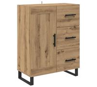 SYDE Vetrina in rovere, 69,5 x 34 x 90 cm | Legno di quercia, ripiani da incasso, cassetti con cuscinetti, gambe in ferro, per sala da pranzo