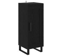 SYDE Vetrina in rovere nero, 34,5 x 34 x 90 cm | Legno engineered, ante con cerniere, ripiani a incasso, maniglie opache, per soggiorno o sala da pranzo