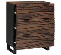 SYDE Vetrina marrone, 60 x 33,5 x 75 cm, in legno massello di mango | Con cassetti, gambe in ferro, stile rustico, per sala da pranzo o soggiorno