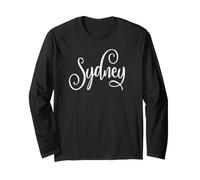 Sydney Australia White Script Design Donne Ragazze Adolescenti Maglia a Manica