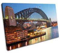 Sydney Harbour Bridge Australian Skyline Night Lights Canvas Art Print Photo